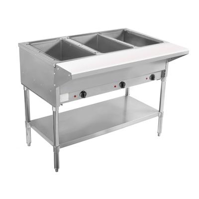 BevLes BVST-3-120 44" Hot Steam Table w/ (3) Wells & Undershelf, 120v, Silver