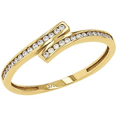 Fingerring AMOR "2036934/-35/-36/-37/-7402" Gr. 52, gold (gelbgoldfarben, kristallweiß, kristallweiß), Fingerringe, Damen, 52, Gelbgold 375, 1,4mm, mit Zirkonia (synth.) Image
