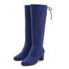 Schlupfstiefel LASCANA, Damen, Gr. 42, blau (navy), Textil, unifarben, modisch, Schuhe, Schlupfboots, Slouchy Boots, Slip-On, Stretch & Blockabsatz