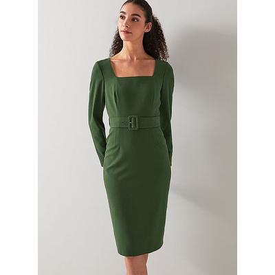 Carrington Green Recycled Polyester Blend Square Neck Dress Forest Green, Forest Green