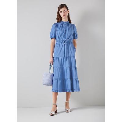 Hedy Blue Organic Cotton Tiered Dress Light Blue, Light Blue