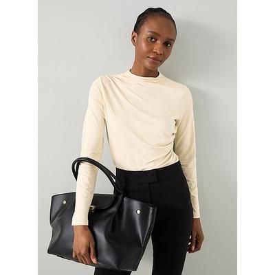 Mae Cream LENZING ECOVERO Viscose Drape Detail Top Ecru, Ecru