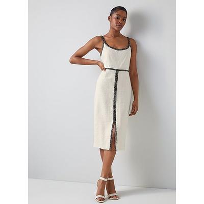 Tara Ivory Recycled Cotton Tweed Dress, Cream