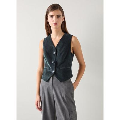 Ami Green Velvet Fine Cord Waistcoat, Dark Green