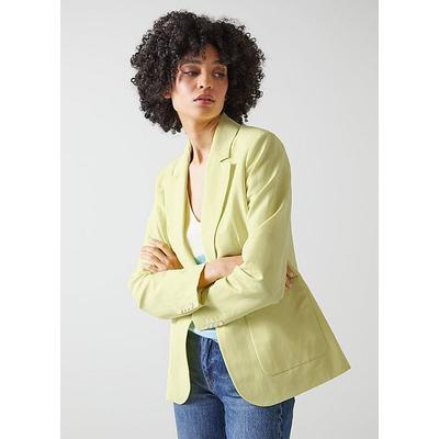 Fleur Lemon Yellow Linen-Blend Blazer Soft Lemon, Soft Lemon