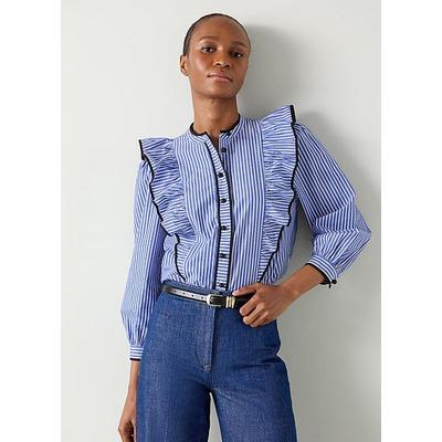 Lucan Blue & White Striped Cotton Blouse, Blue White