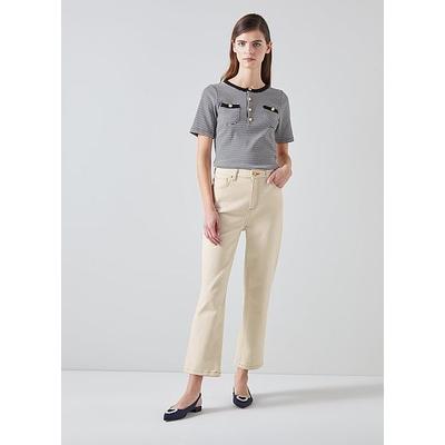 Allie Ecru Denim Cropped Jeans, Ecru