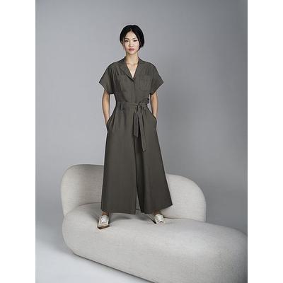 Isla Khaki Wide Leg Jumpsuit with TENCEL Modal, Khaki