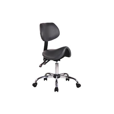 DELUKE® Sattelhocker mit Lehne KOLLI Höhenverstellbar, Drehbar Kunstleder pflegeleicht Rollhocker Arbeitshocker Praxishocker Arzthocker Grau Image
