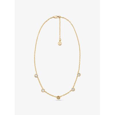 Michael Kors Logo Bezeled Pavé Necklace Gold One Size