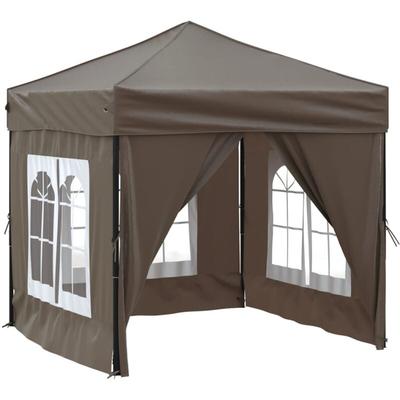 Partyzelt Faltbar mit Seitenwänden Taupe 2x2 m Vidaxl Image
