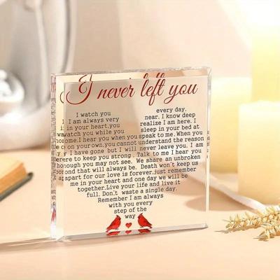 TEMU 2d Flat, In Loving Memory Red Sympathy Gift Acrylic Decor- Beautifully Keepsake Paperweight To Hold Memories - Bereavement Gift To Grieving, Thoughtful Way To And Remember A