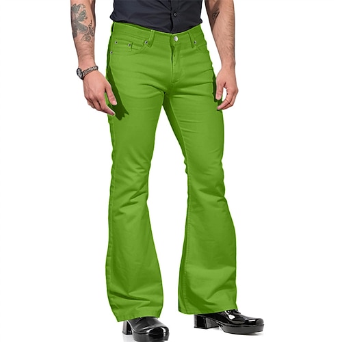 Herren Ausgestellte Hosen Hose Hosen Freizeithose Knopf Tasche Glatt Komfort Outdoor Täglich Modisch Brautkleider schlicht Armeegrün Schwarz Mikro-elastisch Image
