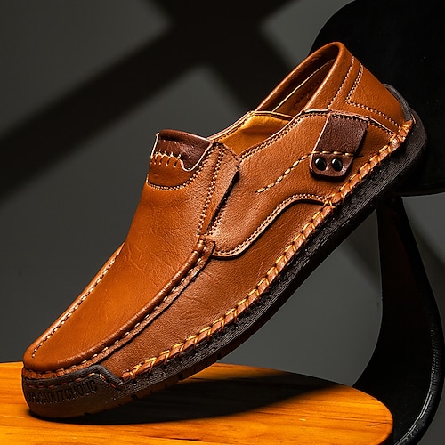 Herren-Loafer, Slipper, Mokassins, lässige Fahrschuhe mit Kontrastnähten Image