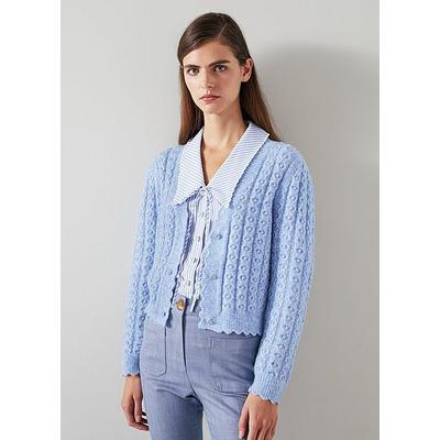 Coleen Pale Blue Responsible Wool Standard Wool-Blend Cardigan Light Blue, Light Blue