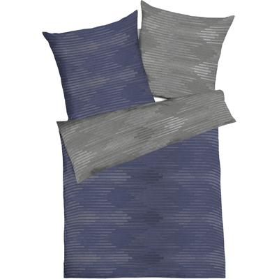 Wendebettwäsche KAEPPEL "Ikat", blau (indigo), B/L: 200cm x 200cm, 2 St., Feinbiber, B/L: 80cm x 80cm & 80cm x 80cm, Feinbiber, Obermaterial: 100% Baumwolle, Bettwäsche, angenehm wärmend Image