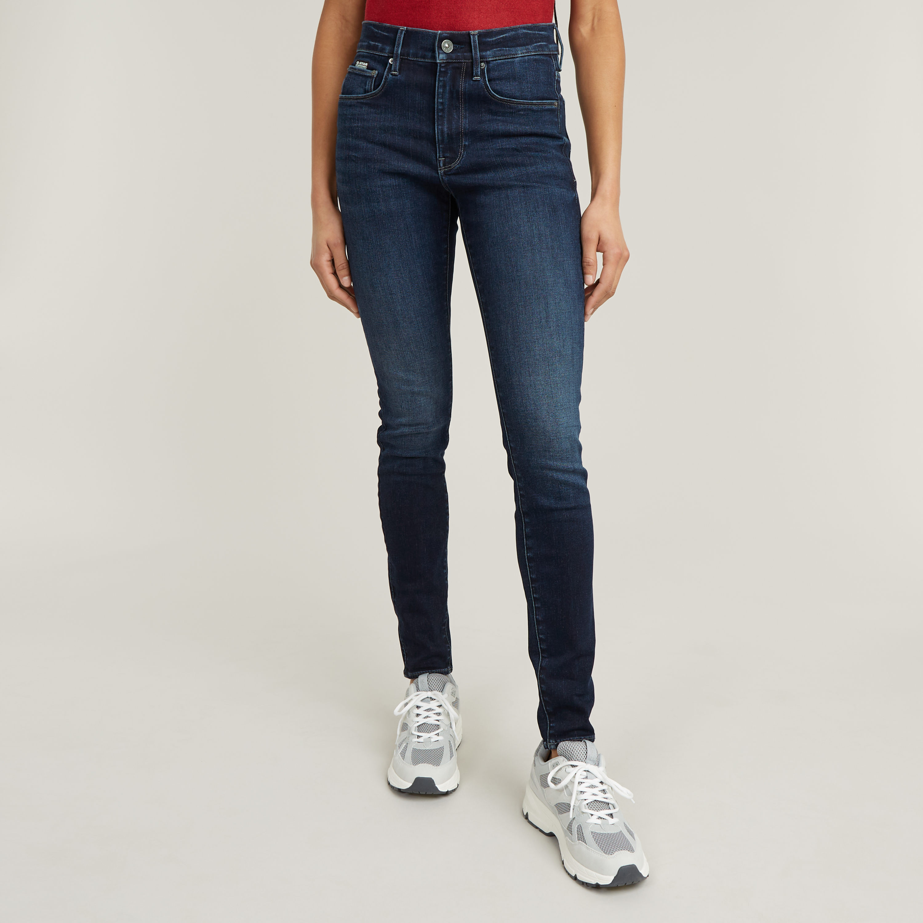 Skinny-fit-Jeans G-STAR "3301", Damen, Gr. 28, Länge 32, blau (dk aged), Denim/Jeans, Obermaterial: 92% Baumwolle, 7% Elastomultiester, 1% Elasthan, skinny fit normal, Jeans, mit Stretch Image