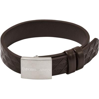 Lederarmband EMPORIO ARMANI "Schmuck Geschenk Edelstahl Armschmuck Armkette, EGS3135040", braun (edelstahlfarben, braun)