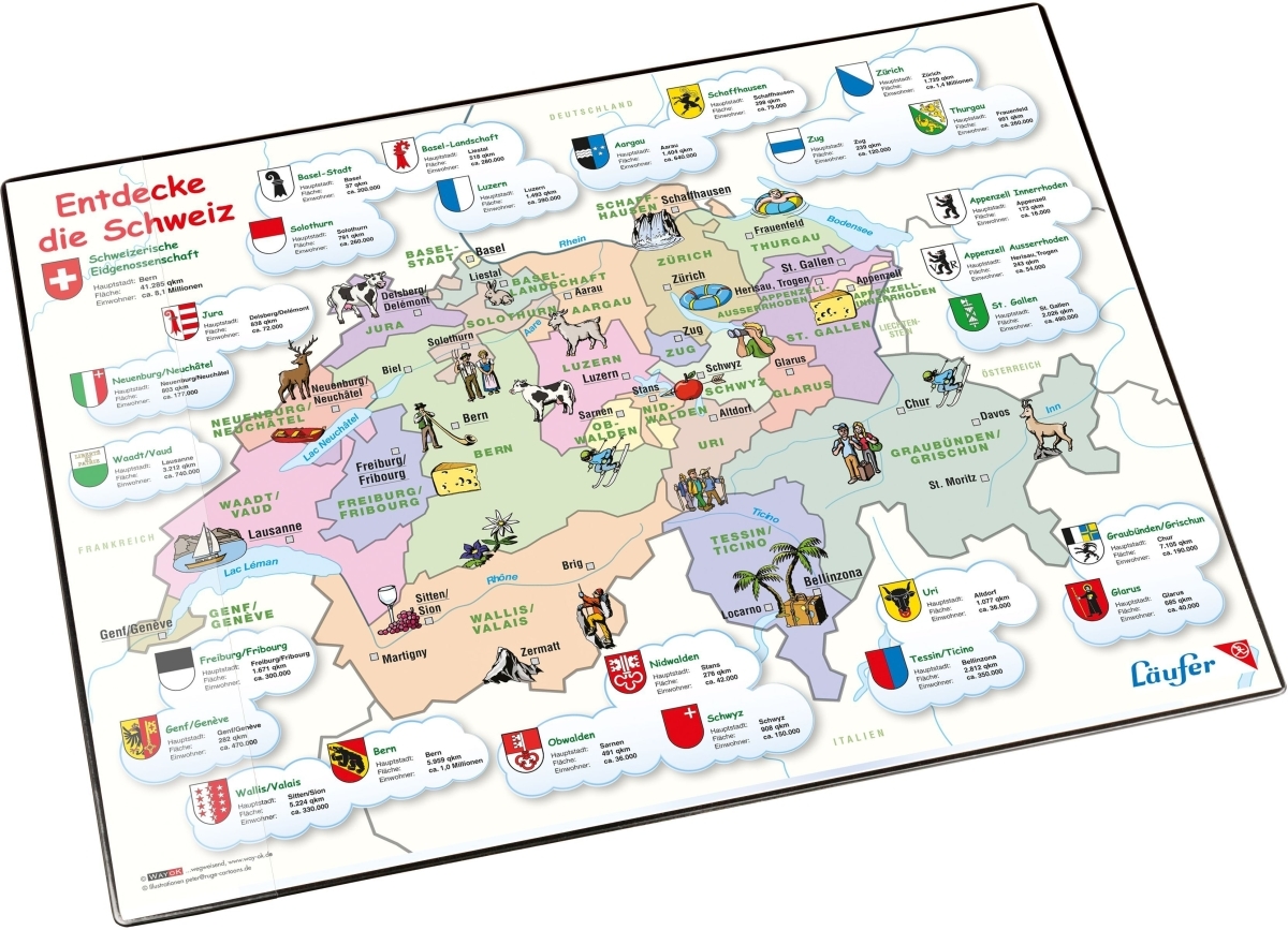 Läufer Schreibunterlage 40x53cm Motiv Landkarte Schweiz Image
