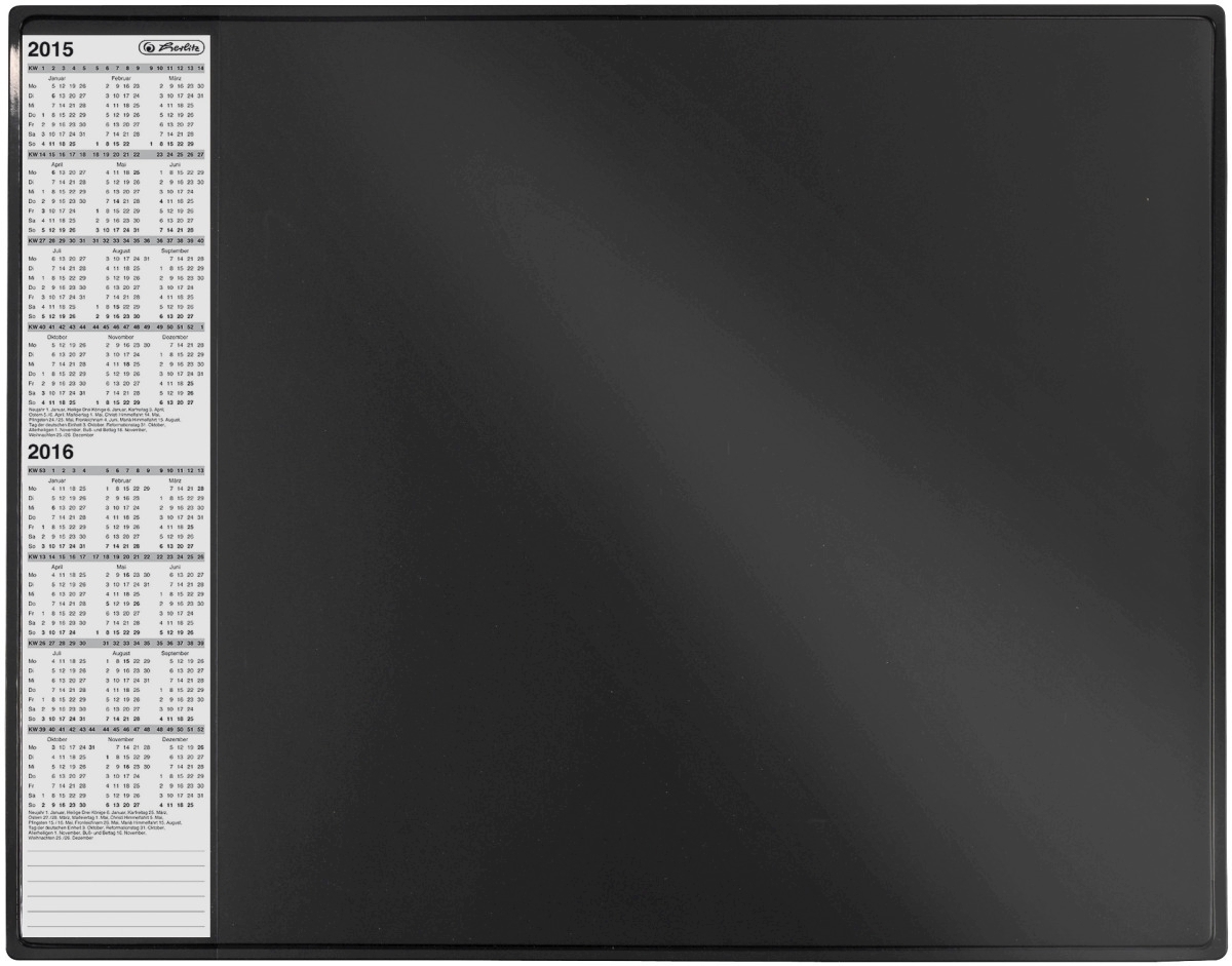 herlitz Schreibunterlage 63x50cm Kunststoff mit Kalendarium schwarz Image