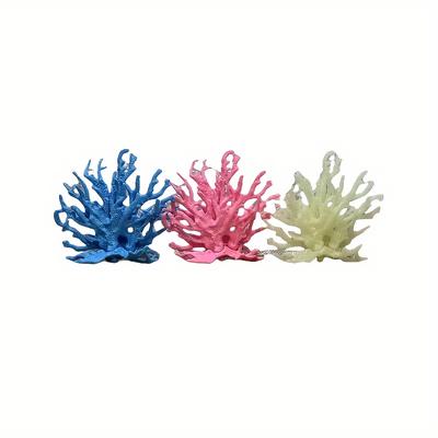 TEMU Set Of 3 Artificial Coral Ornaments For Aquarium - Abs Resin Colorful Fish Tank Decorations, Suitable For Aquatic Plants And Reptile Terrarium Landscape