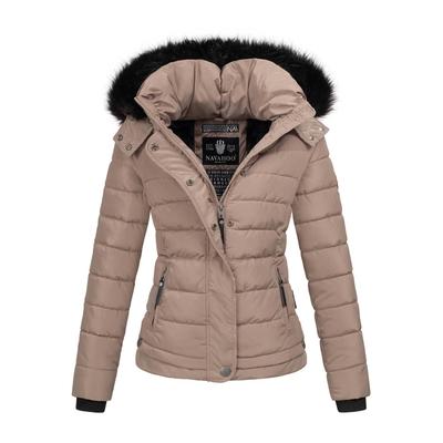Steppjacke NAVAHOO "Chloe", Damen, Gr. L, grau (taupe grau), Obermaterial: 100% Polyester; Innenmaterial: 100% Polyester; Futter: 100% Polyester; Kunstfell: 90% Polyacryl, 10% Polyester, Jacken, hochwertige Winterjacke mit abnehmbarer Kapuze Image