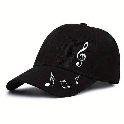 TEMU 1pc Adjustable Baseball With Music Note Embroidery - Lightweight, Breathable Polyester, Sun Protection Hat In Multiple Colors (black, Red, Blue, Pink, White, Navy) For Casual Wear, Baseball