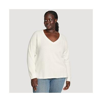 Eddie Bauer Plus Size Women's Hilltop Thermal V-Neck - Ivory - Size 2X