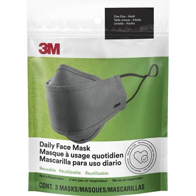 3M RFM1003 Daily Face Masks, Gray, 3/Pack - Pack of 3