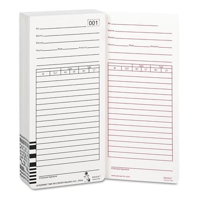 Acroprint Time Recorder 09-9111-000 Time Card for Es1000 Electronic Totalizing Payroll Recorder, 100/Pack - Pack of 100 Cards