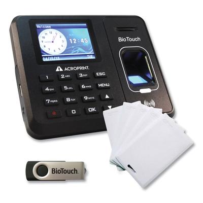 Acroprint Time Recorder BTR150 BioTouch Time Clock and Badges Bundle, Black