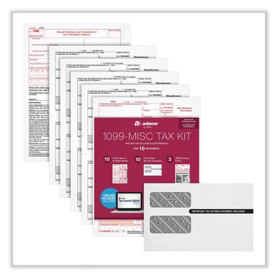 Adams Business Forms 22907KIT 1099-MISC Five-Part Laser Forms and Envelopes, Five-Part Carbonless, 8.5 x 5.5, 10/Pack - Pack of 20