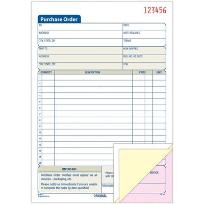 Adams Business Forms TC5831 Purchase Order form, 3 Part, 5 9/16 x 8 7/16