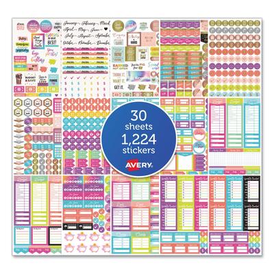 Avery 6788 Budgeting Planner Stickers, Budget Theme, Assorted Colors, 1,224/Pack - Pack of 1224