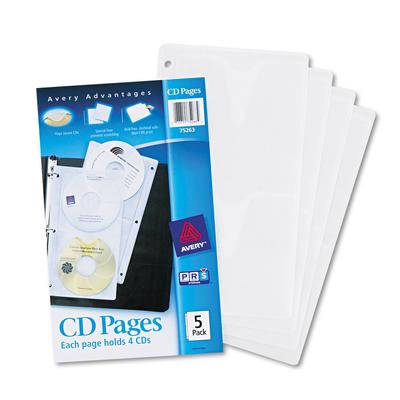 Avery 75263 Two-Sided CD Organizer Sheets for Three-Ring Binder, 5/Pack - Pack of 5