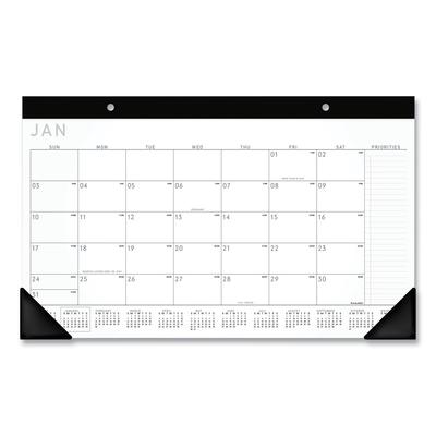At-A-Glance SK14X00 Contemporary Monthly Desk Pad, 18 x 11, White Sheets, Black Binding/Corners,12-Month (Jan to Dec): 2024
