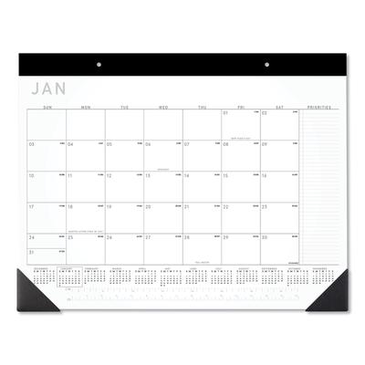 At-A-Glance SK24X00 Contemporary Monthly Desk Pad, 22 x 17, White Sheets, Black Binding/Corners,12-Month (Jan to Dec): 2024