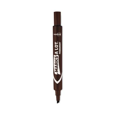 Avery 08881 MARKS A LOT Large Desk-Style Permanent Marker, Broad Chisel Tip, Brown, Dozen - Box of 12