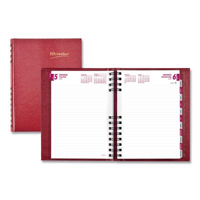 Brownline CB389CRED CoilPro Ruled Daily Planner, 8.25 x 5.75, Red Cover, 12-Month (Jan to Dec): 2024