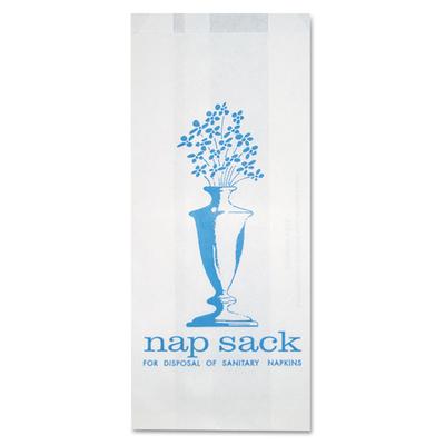 Bagcraft 300314 Nap Sack Sanitary Disposal Bags, 4" x 9", White, 1,000/Carton - Case of 1000