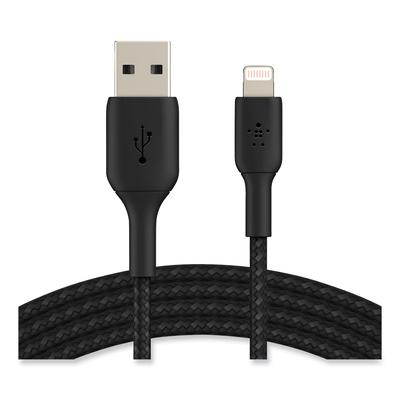 Belkin CAA002BT2MBK BOOST CHARGE Braided Lightning to USB-A ChargeSync Cable, 6.6 ft, Black