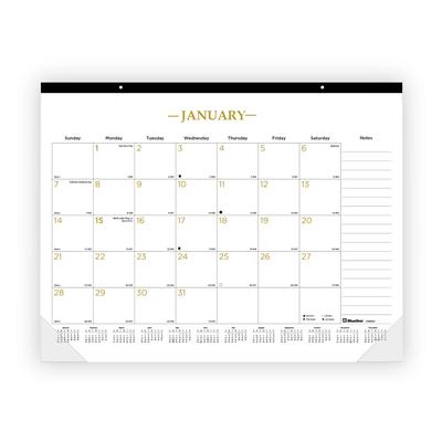 Blueline C199003 Gold Collection Monthly Desk Pad Calendar, 22 x 17, White Sheets, Black Headband, Clear Corners, 12-Month (Jan to Dec): 2024