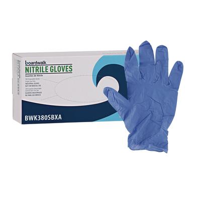 Boardwalk 380SBXA Disposable General-Purpose Nitrile Gloves, Small, Blue, 4 mil, 100/Box - Box of 100