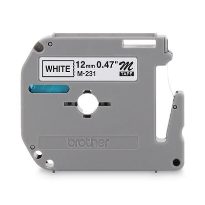 Brother M-231 M Series Tape Cartridge for P-Touch Labelers, 0.47" x 26.2 ft, Black on White