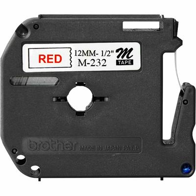 Brother MK-232 M Series Tape Cartridge for P-Touch Labelers, 0.5" x 26.2 ft, Red on White