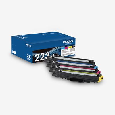 Brother TN2234PK Toner, 1,400/1,300 Page-Yield, Black/Cyan/Magenta/Yellow - Pack of 4