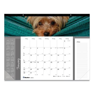 Brownline C194116 Pets Collection Monthly Desk Pad, Puppies Photography, 22 x 17, Black Binding, Clear Corners, 12-Month (Jan to Dec): 2024