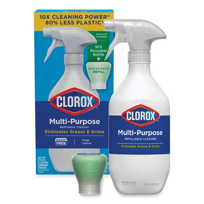 Clorox 60160 Clorox Multipurpose Degreaser Cleaner Refillable Starter Kit, Crisp Lemon Scent CLO60160