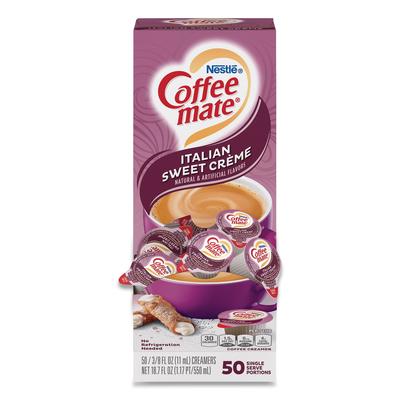 Coffee-Mate® 84652 Liquid Coffee Creamer, Italian Sweet Creme, 0.38 oz Mini Cups, 50/Box - Box of 50