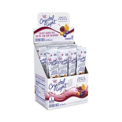 Crystal Light 30700156 On-The-Go Sugar-Free Drink Mix, Fruit Punch, 0.12 oz Single-Serving Tubes, 30/Pk, 2 Packs/Box